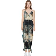 Fractal Sleeveless Tie Ankle Chiffon Jumpsuit by Sparkle