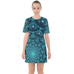 Fractal Sixties Short Sleeve Mini Dress by Sparkle