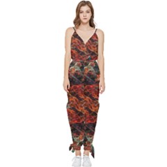 Fractal Sleeveless Tie Ankle Chiffon Jumpsuit by Sparkle