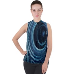 Fractal Mock Neck Chiffon Sleeveless Top by Sparkle