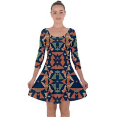 Abstract Pattern Geometric Backgrounds   Quarter Sleeve Skater Dress by Eskimos