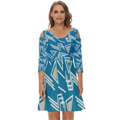 Abstract Pattern Geometric Backgrounds   Shoulder Cut Out Zip Up Dress by Eskimos
