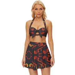 Abstract Pattern Geometric Backgrounds   Vintage Style Bikini Top And Skirt Set  by Eskimos