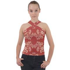 Floral Folk Damask Pattern Fantasy Flowers Floral Geometric Fantasy Cross Neck Velour Top by Eskimos