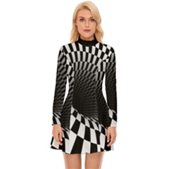 3d Optical Illusion, Dark Hole, Funny Effect Long Sleeve Velour Longline Dress by Casemiro