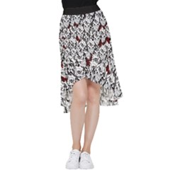 Demonic Skulls Pattern, Spooky Horror, Halloween Theme Frill Hi Low Chiffon Skirt by Casemiro