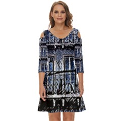 Abode Shoulder Cut Out Zip Up Dress by MijizaCreations