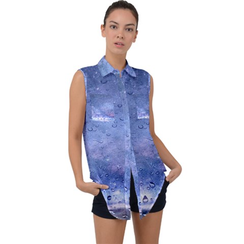 Gouttes D eau Galaxy Sleeveless Chiffon Button Shirt by kcreatif