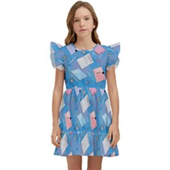 Notepads Pens And Pencils Kids  Winged Sleeve Dress by SychEva