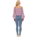 Cupid pattern Off Shoulder Flutter Bell Sleeve Top View4