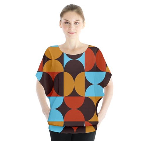 Geometric Pattern Batwing Chiffon Blouse by Valentinaart