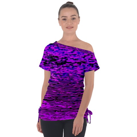 Magenta Waves Flow Series 2 Off Shoulder Tie-up Tee by DimitriosArt