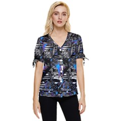 Spin Cycle Bow Sleeve Button Up Top by MRNStudios
