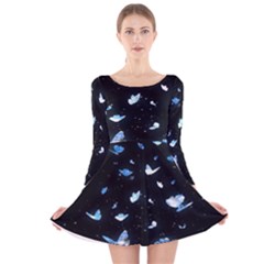 Sparkle Butterfly Long Sleeve Velvet Skater Dress by Sparkle