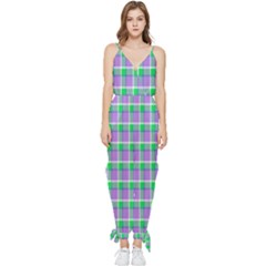 Checks Sleeveless Tie Ankle Chiffon Jumpsuit by Sparkle