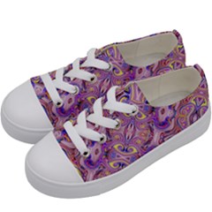 Liquid Art Pouring Abstract Seamless Pattern Tiger Eyes Kids  Low Top Canvas Sneakers by artico