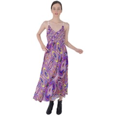 Liquid Art Pouring Abstract Seamless Pattern Tiger Eyes Tie Back Maxi Dress by artico