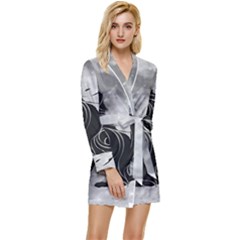 Lobo-lunar Long Sleeve Satin Robe by mundodeoniro