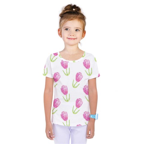 Tulips Watercolor Pattern Kids  One Piece Tee by Littlebird