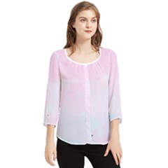 Watercolor Clouds Chiffon Quarter Sleeve Blouse by Littlebird