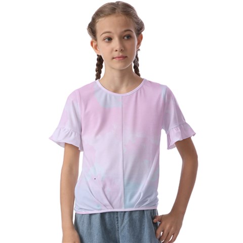 Watercolor Clouds Kids  Cuff Sleeve Scrunch Bottom Tee by Littlebird