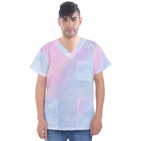 Watercolor Clouds2 Men s V-neck Scrub Top by Littlebird