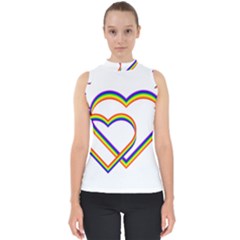 Rainbow Hearts Mock Neck Shell Top by UniqueThings
