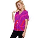 Abstract pattern geometric backgrounds   Bow Sleeve Button Up Top View2