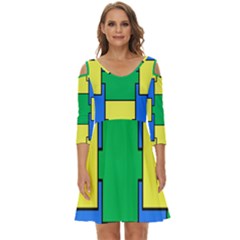 Abstract Pattern Geometric Backgrounds   Shoulder Cut Out Zip Up Dress by Eskimos