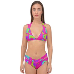 Abstract Pattern Geometric Backgrounds   Double Strap Halter Bikini Set by Eskimos