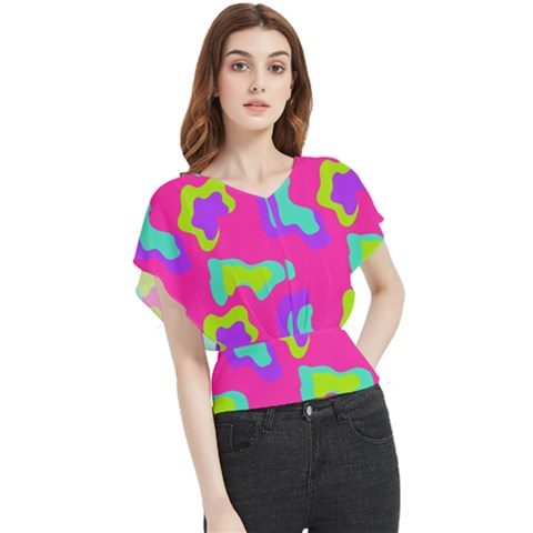 Abstract Pattern Geometric Backgrounds   Butterfly Chiffon Blouse by Eskimos