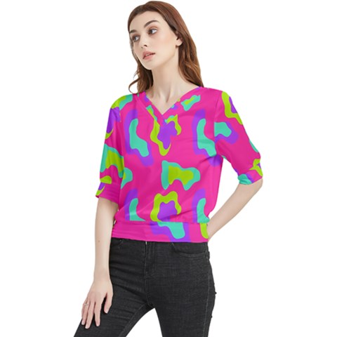 Abstract Pattern Geometric Backgrounds   Quarter Sleeve Blouse by Eskimos