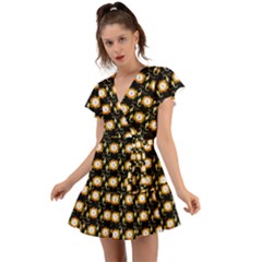 Digitalart Flutter Sleeve Wrap Dress by Sparkle