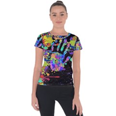 Crazy Multicolored Each Other Running Splashes Hand 1 Short Sleeve Sports Top  by EDDArt