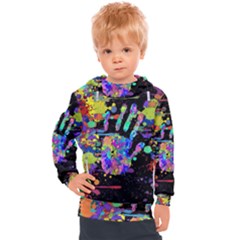 Crazy Multicolored Each Other Running Splashes Hand 1 Kids  Hooded Pullover by EDDArt