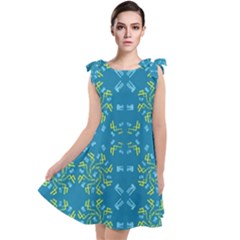 Abstract Pattern Geometric Backgrounds   Tie Up Tunic Dress by Eskimos