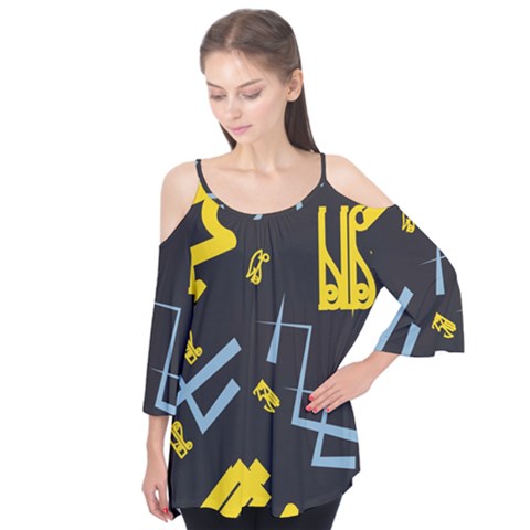 Abstract Pattern Geometric Backgrounds   Flutter Sleeve Tee  by Eskimos