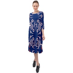 Abstract Pattern Geometric Backgrounds   Ruffle End Midi Chiffon Dress by Eskimos