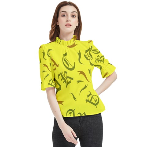 Abstract Pattern Geometric Backgrounds   Frill Neck Blouse by Eskimos