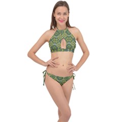 Abstract Pattern Geometric Backgrounds   Cross Front Halter Bikini Set by Eskimos