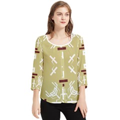 Abstract Pattern Geometric Backgrounds   Chiffon Quarter Sleeve Blouse by Eskimos