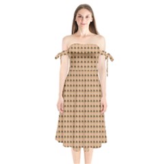 Olimedbege Shoulder Tie Bardot Midi Dress by violetheavensky