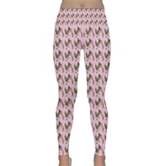 Fern Pattern 2 Pink Lightweight Velour Classic Yoga Leggings by violetheavensky