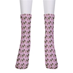 Fern Pattern 2 Pink Crew Socks by violetheavensky