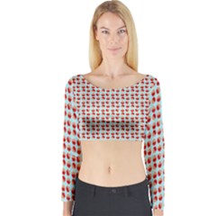 Kawaii Jam Pattern Aqua Long Sleeve Crop Top by violetheavensky