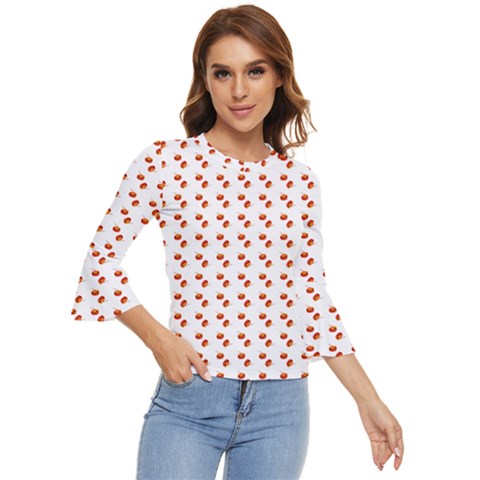 Kawaii Pumpkin Patt White Bell Sleeve Top by violetheavensky