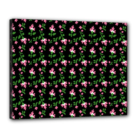 Pink Carnation Black Canvas 20  X 16  (stretched) by violetheavensky