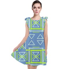 Abstract Pattern Geometric Backgrounds   Tie Up Tunic Dress by Eskimos