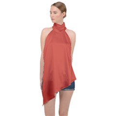 Poinciana Halter Asymmetric Satin Top by retrotoomoderndesigns