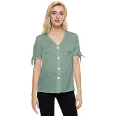 Basil Bow Sleeve Button Up Top by retrotoomoderndesigns